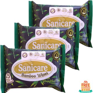 COD Set of 3 Sanicare Bamboo Natural Wipes 25's