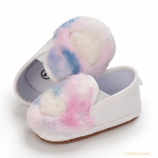 LAA6-Infant Baby First Walking Non-Slip Soft Sole Heart Pattern Plush Crib Shoes (6)