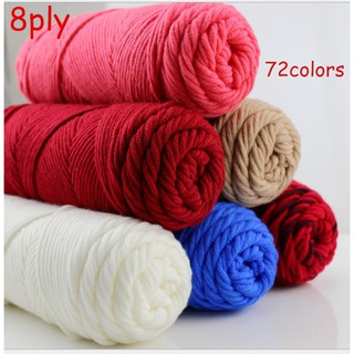 8Ply 72Colors Cotton Yarn Cord Sewing Line Crochet for Knitting Scarf