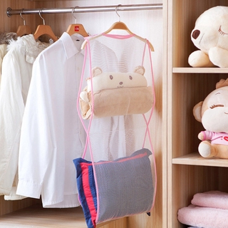 Net Mesh Pillow Toys Drying Rack, Foldable Hanger Balcony Hanging Clothes Dryer, Wardrobe Cushion Storage Bag (2)
