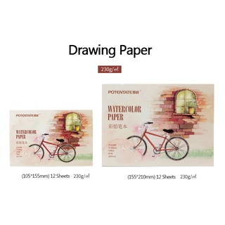 ☽◄12 Sheets Watercolor Paper Sketch Book Set Watercolor Drawing Painting Pad Colored Pencil Book Sch