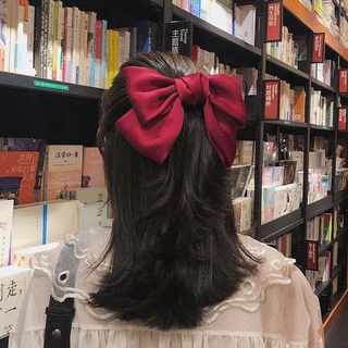 Korean Big Bow Hairpin Back Head Lolita Red Hair Accessory Spring Clip Japanese JK Hairpin Top Clip Headdress