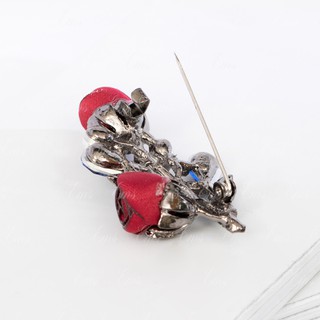 fashion Women's Rhinestone Imitation Pearl Enamel Flower Floriated Brooch Pin (3)