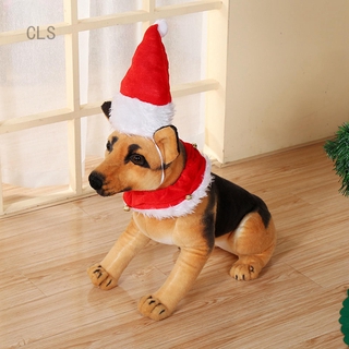 2 Pcs\/Set Pet Dog Santa Claus Cat + Christmas Scarf Pet Christmas Hat Teddy Dog Christmas Caps Xmas Pet Hat Costume (1)