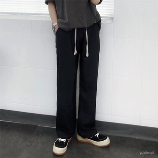 Straight-Leg Pants Men's Summer Thin Baggy Pants Black Draping Mopping Pants Korean Style Wide Leg High Street Pants
