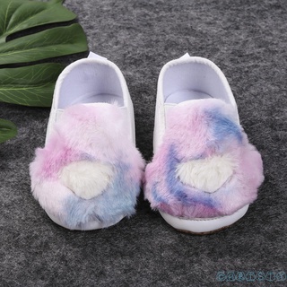CHT-Infant Baby First Walking Shoes Non-Slip Soft Sole Heart Pattern Plush Crib Shoes