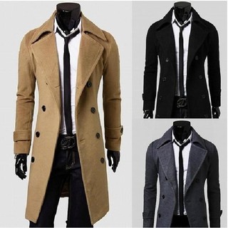 Men's Korean version of double breasted trench coat. (3)