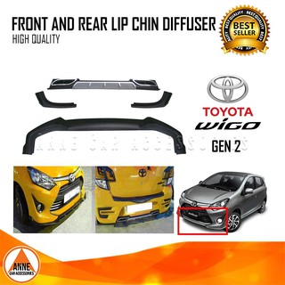 Toyota Wigo 2017 2018 2019 2020 2nd Gen Toyota Wigo Gen 2 Front and Rear Lip Chin Diffuser Splitter