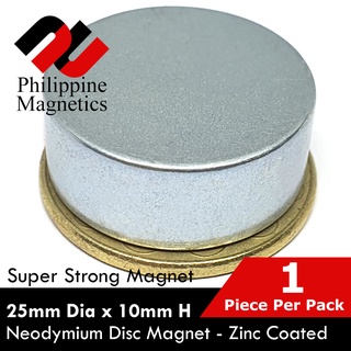 1 Piece 25mm Diameter x 10mm Super Strong Neodymium Permanent Round Disc Magnet