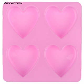 Vincentwo 4 Cavity Handmade Silicone Soap Mold Heart 3d Craft Soap Making For Candle PH