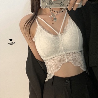 Women's Sexy Solid Color Lace Summer Backless Irregular Hem Hollow Out Camisole