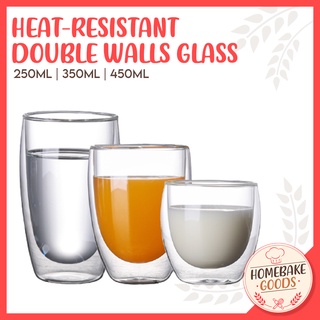 Heat-Resistant Double Walls Glass Coffee Cup Water Espresso Glass Cup ( 250ML | 350ML | 450ML )