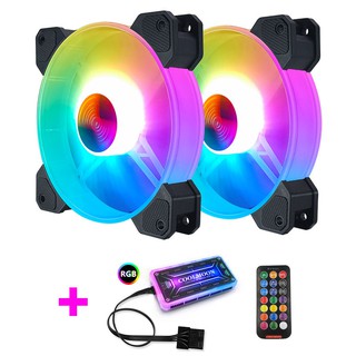 COOLMOON F-YH PC Cooling Adjust 120mm Quiet + IR Remote New Computer Cooler RGB CPU Case Fan TWO In One