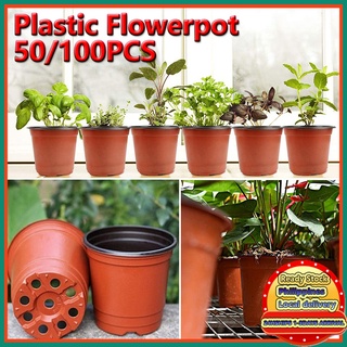 PH Local 50/100PCS Plastic Flower Pot Nursery Pots Seedlings Plant Pot Flowerpot Rooting Pot