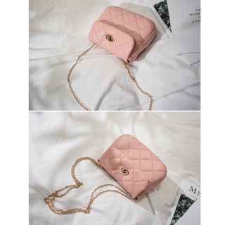 Mumu #2077 Korean Sling Bag Lock Cell Phone Bags Retro Rhomboid Chain Leather Bag For Women (8)