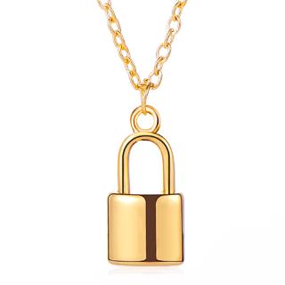 Simple and Fashionable Metal Lock Necklace Personality Women Clavicle Chain Wholesale (5)