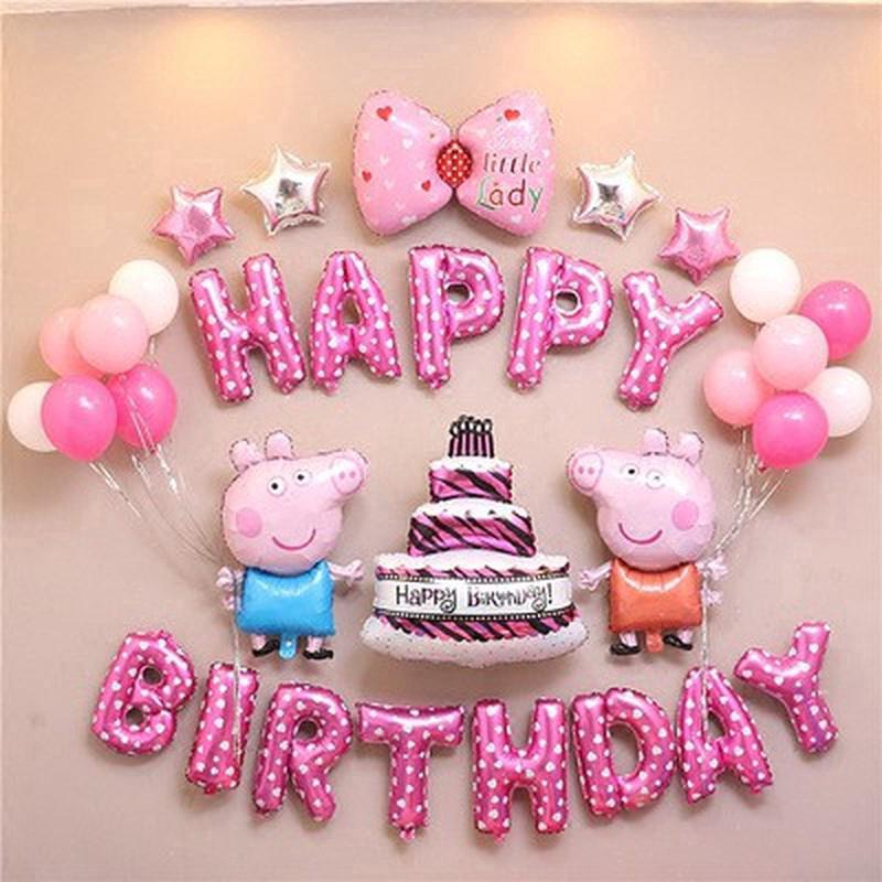 33pcs Peppa Pink Pig Happy Birthday Party Balloons Decoration set