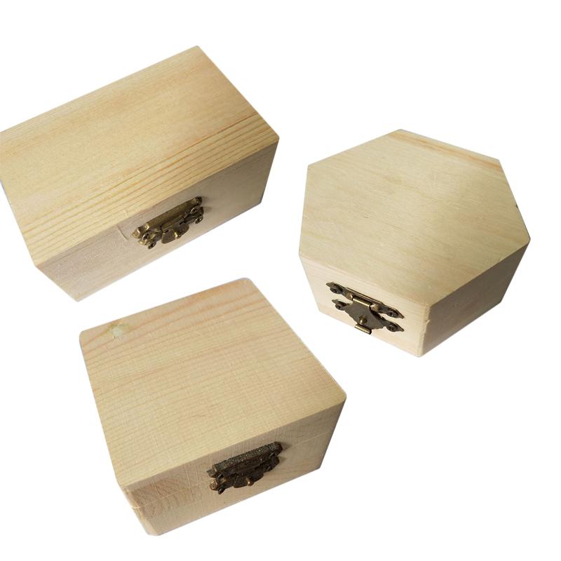 New Storage Organizer Unpainted Plain Wooden Jewelry Box