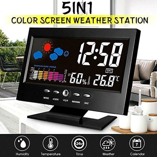 Multi-functional Alarm Clock Backlight LCD Screen Digital Clock With Time/Date/Week/Temperature/Humidity/Weather Display