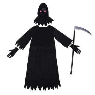 Reaper Children's mysterious horror death dress up Halloween play costumes glowing red eyes send scythe Eyes Scythe