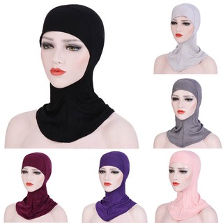 Muslim Stretch Turban Cap Full Cover Inner Hijab Caps Islamic Underscarf Bonnet Solid Color Modal Under Scarf Caps Turbante