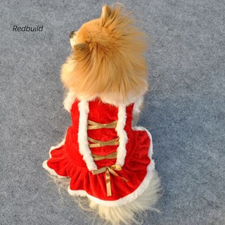 RED-Christmas Pet Dog Puppy Doggy Soft Warm Santa Dress Costume Clothes Apparel