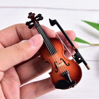 8cm Mini Violin Miniature Musical Instrument Wooden Model