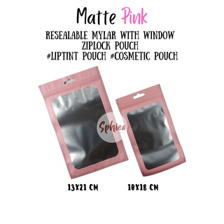 Liptint Ziplock Pouch/Cosmetic Storage Pouch/Pink Make Up Matte Pouch/Aluminum Pouch with Ziplock