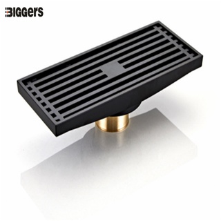 BIGGERS brass pure black color consise style bathroom toilet accessories floor drain shower drainer 20x8cm size fast water flow rate