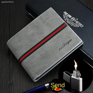 Retro ultra-thin wallet men s short horizontal paragraph personality trendy folding young students vertical frosted soft leather wallet
