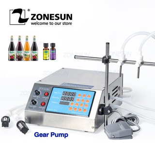 ZONESUN Gear Pump Bottle Water Filler Semi Automatic Liquid Vial Filling Machine for Juice Beverage Drink Oil Perfume