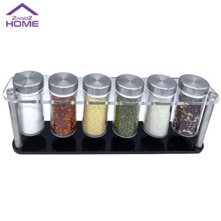 Modern Acrylic Spice Rack (6 glass jars)