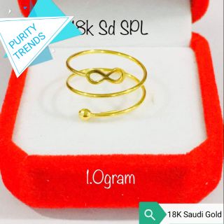 18K Saudi Gold adjustable Ring for women, 1.0gram,pawnable, authentic with high appraisal,.