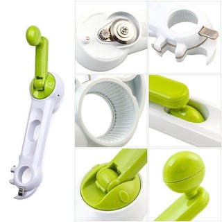 New 6 in 1 Multfunctional Safe Comfortable Easy Can Opener (White/Green)