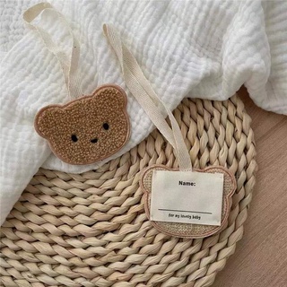 [Nuannuan Home] ins Style Embroidered Bear Head Baby Children's Bag Name Tag Kindergarten Listing Pendant