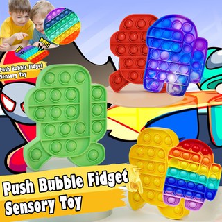 Pop It Fidget Toy Among US Toys Push Pop Bubble , Anti Anxiety Toy / Stress Reliever / Fidget toys / Sensory Toys for Baby Kids
