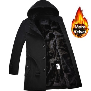 2019 Winter Trench Coat Men Fashion Long Overcoat Coat Thick Men's Clothing Size 4XL Wool Jackets Wa