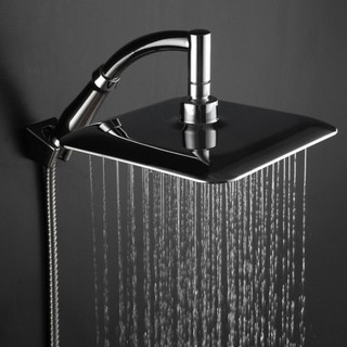 ✨jiamy✨New Large Square ABS Chrome Water Rains Shower Head Extension Arm Bathroom Set (6)
