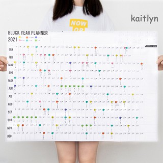 KAIT_2021 Year Daily Planner Paper Wall Calendar with Mark Stickers Agenda Schedule