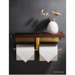 Bathroom Accessories Paper Holder Gold and Walnut Wood Paper Towel Holder Tissue Rack Toilet Paper H (7)
