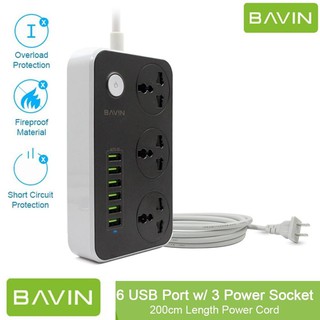 BAVIN SA3604 Fast Charger HUB w/ 3 Power Socket & 6 USB Port