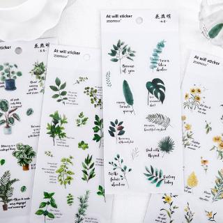 Mohamm 1Sheets Plants Series Decorative Stickers Scrapbooking DIY Note PVC Sticker Flakes Stationary Office Accessories Art Supplies