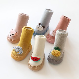Baby Organic Cotton Walking Shoes 3D Cute Anti-Slip Floor Socks Infant Walk Learning Toddler Socks