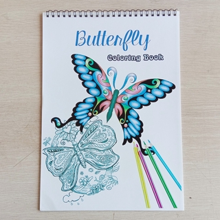 [Ready Sotck] Butterfly coloring book with 2021 calendar soft cover 21x29cm
