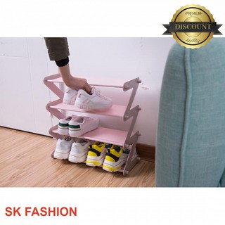 SK-FASHION Fashion 4 layer Korean version shoe rack (Pink) storage box plastic box