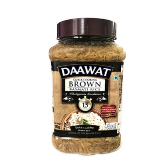 Daawat Brown Basmati Rice - Diet / Diabetic Rice From India (1kg) In Resealable Jar