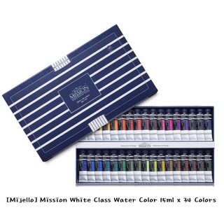 [Mijello] Mission White Class Water Color 15ml x 34 Colors / Made In Korea