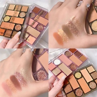 ◇☬﹊Chocolate Eyeshadow Palette 12 Color Pearly Matte Earth Color Pink Eyeshadow Student Party Beginn