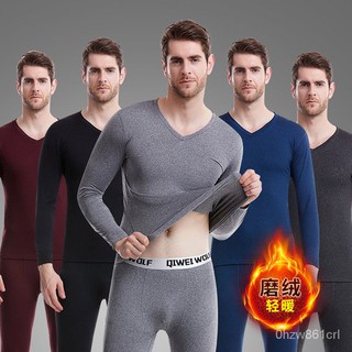 Men's Thermal Underwear Set,Long Sleeve Shirt Top & Full Length Pants Long Johns Bottom kTxH