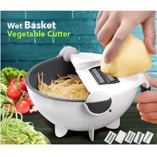 Kitchen Multifunction Wet Basket Vegetable Cutter With Drain Basket Magic Rotate Safetybakeware